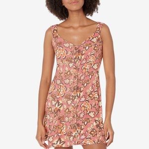 Hurley Rust Orange Brown Button Front Sleeveless Fit & Flare Dress Size M